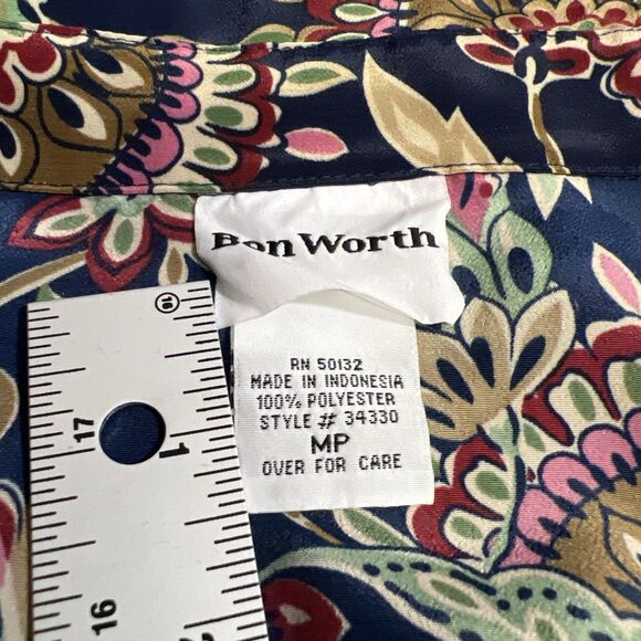 Vintage Bon Worth Blouse Floral Long Sleeve Button Up Shirt Women’s Petite (PM) - Picture 3 of 6